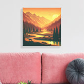 Golden Sunset Over Vintage Mountain Valley Leinwanddruck (Insitu (Wohnzimmer))