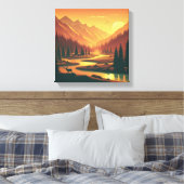 Golden Sunset Over Vintage Mountain Valley Leinwanddruck (Insitu (Schlafzimmer))