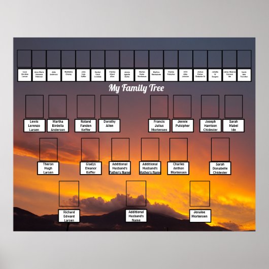 Golden Sunset Personalized Family Trees Poster (Vorne)