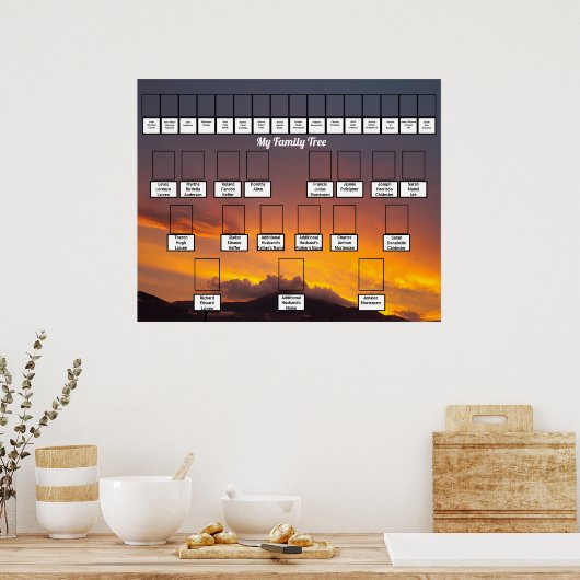 Golden Sunset Personalized Family Trees Poster (Küche)