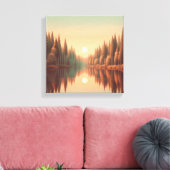 Golden Sunset Reflections by Quiet Pine Lake Leinwanddruck (Insitu (Wohnzimmer))