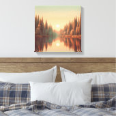 Golden Sunset Reflections by Quiet Pine Lake Leinwanddruck (Insitu (Schlafzimmer))
