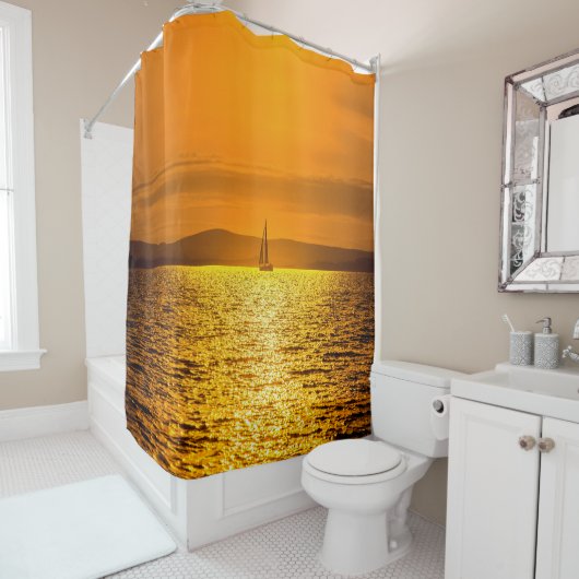 Golden Sunset Sail Duschvorhang (Beispiel)