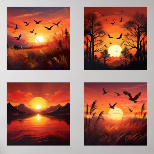 Golden Sunset Silhouetten Set 4 - Natur Art (Vorderseite)