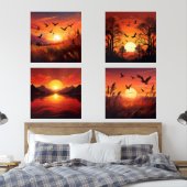 Golden Sunset Silhouetten Set 4 - Natur Art (Schlafzimmer)
