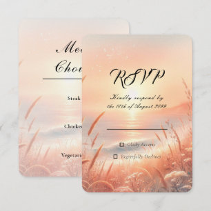 Golden Sunset Wiesenstrandhochzeit RSVP Karte