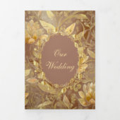 Golden Sunshine Floral Wedding Dreifach Gefaltete Einladung (Cover)