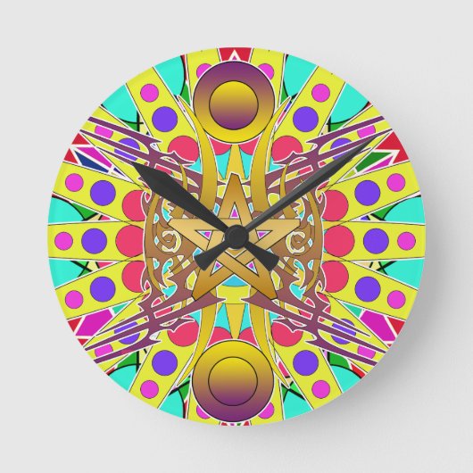 Golden Sunshine Runde Wanduhr (Vorderseite)