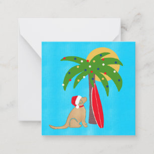 Golden Surf Dog Palme Tree Sonnenschein Flachbild- Mitteilungskarte