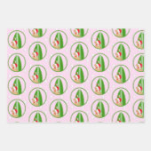 Golden Surfboard Hund Seagull Pink Gift Wrap Set 3 Geschenkpapier Set (Vorderseite)