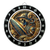 Golden Surfer Sonnenuntergang Glaskunstwerk Dartscheibe (vorne)