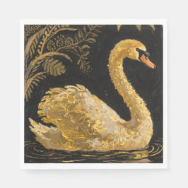 Golden Swan am Mitternachtssee Serviette