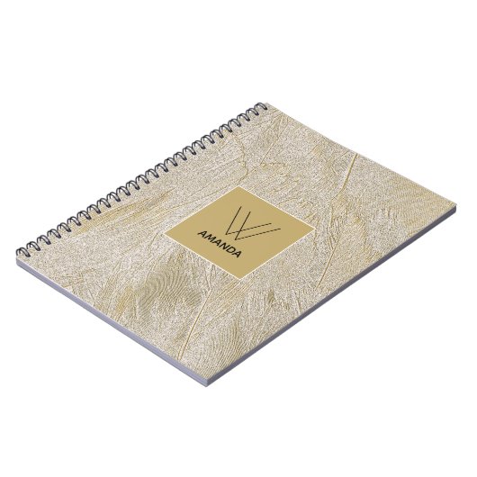 Golden Swan Feathers Monogram Notebook Notizblock (Linke Seite)