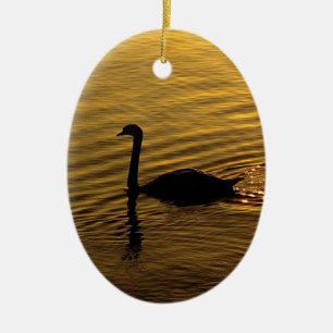 Golden Swan Keramik Ornament
