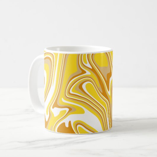 Golden Swirl Abstraktes Fluid Art Kaffeetasse (Vorderseite Links)