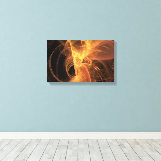 Golden Swirl Abstraktes Fraktal Flamme Leinwanddruck (Insitu (Holzboden))