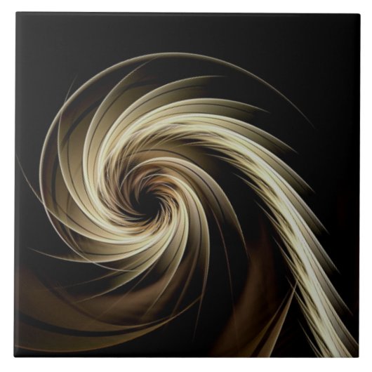 Golden Swirl Across Black Fliese (Vorderseite)