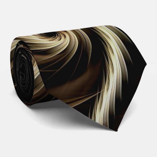 Golden Swirl Across Black Krawatte (Gerollt)