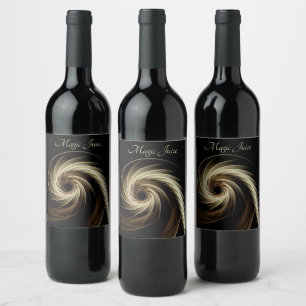 Golden Swirl Across Black Weinetikett