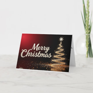 Golden Swirl Tree – Merry Christmas Radiance Dankeskarte