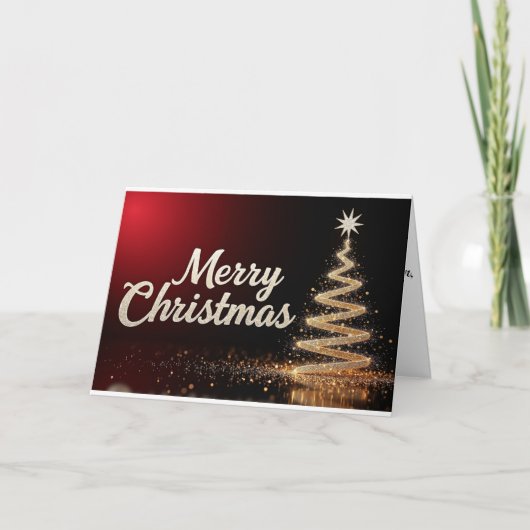 Golden Swirl Tree – Merry Christmas Radiance Dankeskarte (Vorderseite)