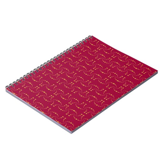 Golden Swirling Polka Dots on Burgundy Red Notizblock (Linke Seite)