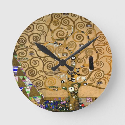 Golden Swirling Tree Im Fünfspänner über den Gotth Runde Wanduhr (Vorderseite)