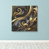 Golden Swirls and Curves Canvas Art Leinwanddruck (Insitu (Holzboden))