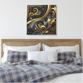 Golden Swirls and Curves Canvas Art Leinwanddruck (Insitu (Schlafzimmer))
