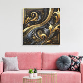 Golden Swirls and Curves Canvas Art Leinwanddruck (Insitu (Wohnzimmer))