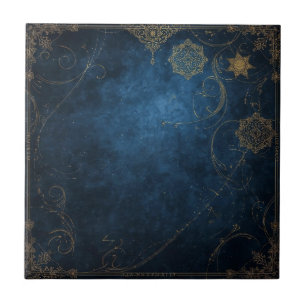 Golden Symbols on Indigo Sky  Fliese