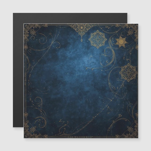 Golden Symbols on Indigo Sky  Magnetkarte (Vorne/Hinten)