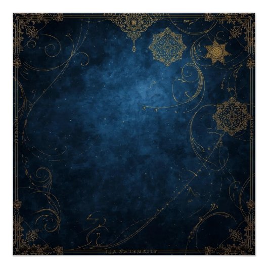 Golden Symbols on Indigo Sky  Poster (Vorderseite)