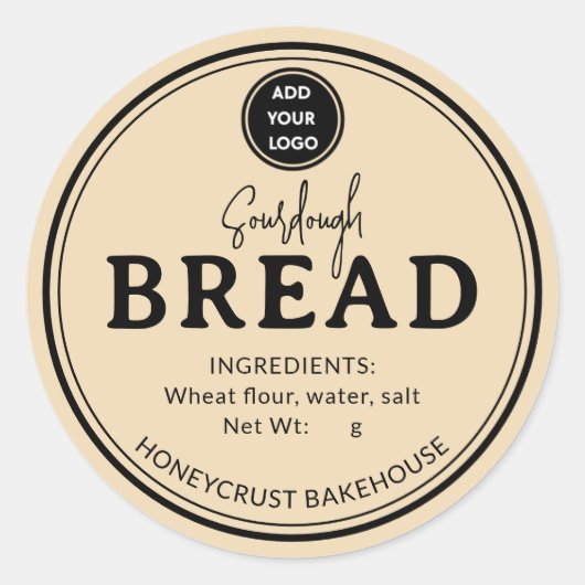 Golden Tan Bakery Sourdough Bread Label Sticker (Vorderseite)