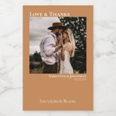 Golden Tan Wedding Foto Liebe & Danke Mini Weinetikett (Einzelnes Label)