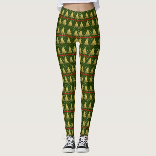 Golden Tannenbaum Leggings (Vorderseite)