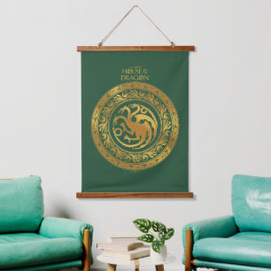 Golden Targaryen Wappen Wandteppich Mit Holzrahmen