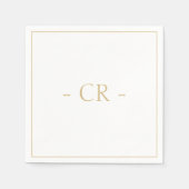 Golden Taupe & White Couple Initials Monogram Serviette (Vorderseite)
