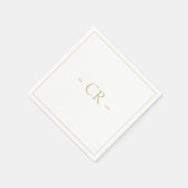 Golden Taupe & White Couple Initials Monogram Serviette (Ecke)