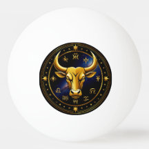 Golden Taurus Bull Within a Circular Zodiac Wheel
