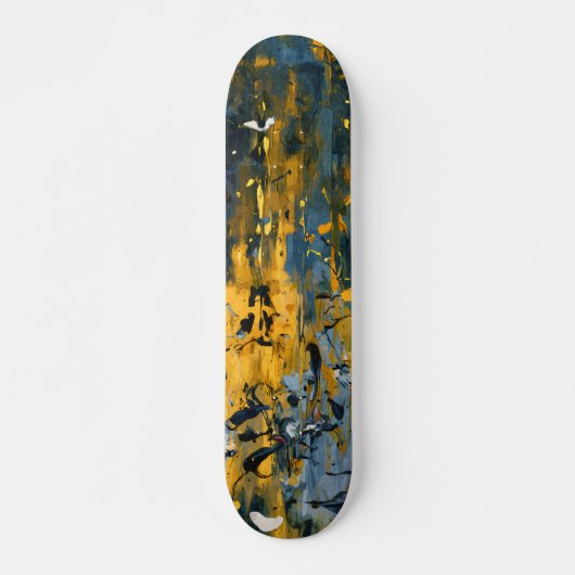 Golden Teal Grunge Streak Skateboard (Vorne)
