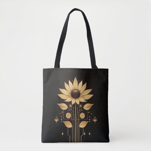 Golden Tech Bloom - Solarpunk Art Tasche (Vorderseite)