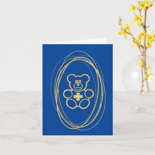 Golden Teddy Bären Kontur Gering Free Hug Card Karte (Gelbe Blume)