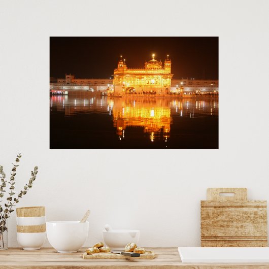Golden Temple Amritsar North India - Nacht Poster (Küche)