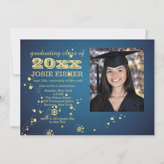 Golden Tendrils Foto Einladung (Vorderseite)