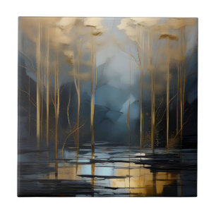 Golden Textures und Blue Shades Abstrakt Fliese