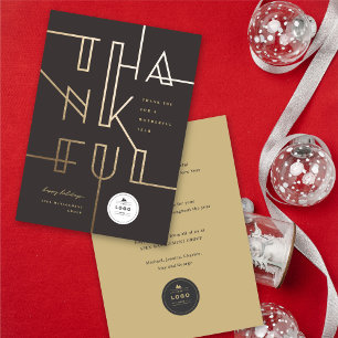 Golden Thankful Lines Stylish Typografy Business Feiertagskarte