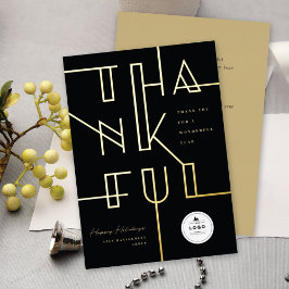 Golden Thankful Lines Stylish Typografy Business Folien Feiertagskarte