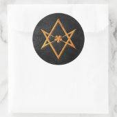 Golden Thelemic Unicursal Hexagram Black Leather Runder Aufkleber (Tasche)
