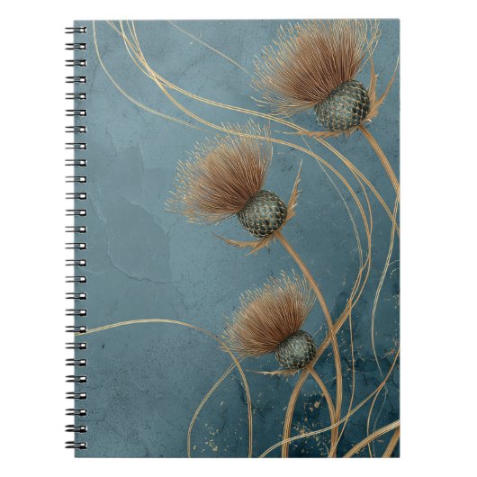 Golden Thistle Teal Blue Texture Elegance Notizblock (Vorderseite)